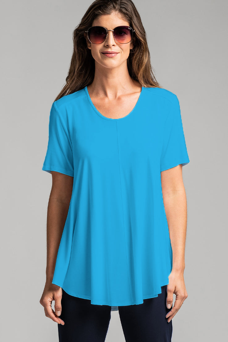 PAULA RYAN Scoop Neck Swing Tee Modal Soft - Tahitian Blue - Paula Ryan