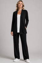 PAULA RYAN Edge to Edge Waisted Cardigan - Merino Black - Paula Ryan