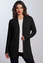 PAULA RYAN ESSENTIALS Edge To Edge Waisted Cardigan - MicroModal - Black - Paula Ryan