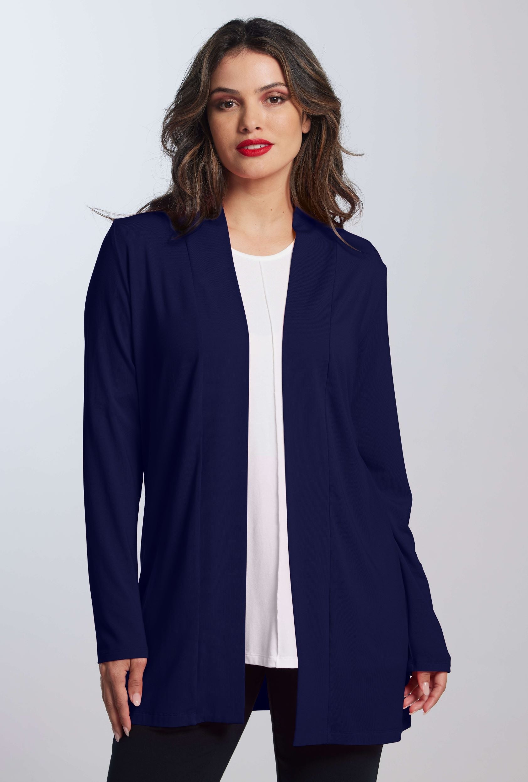 PAULA RYAN ESSENTIALS Edge To Edge Waisted Cardigan - MicroModal - Navy - Paula Ryan