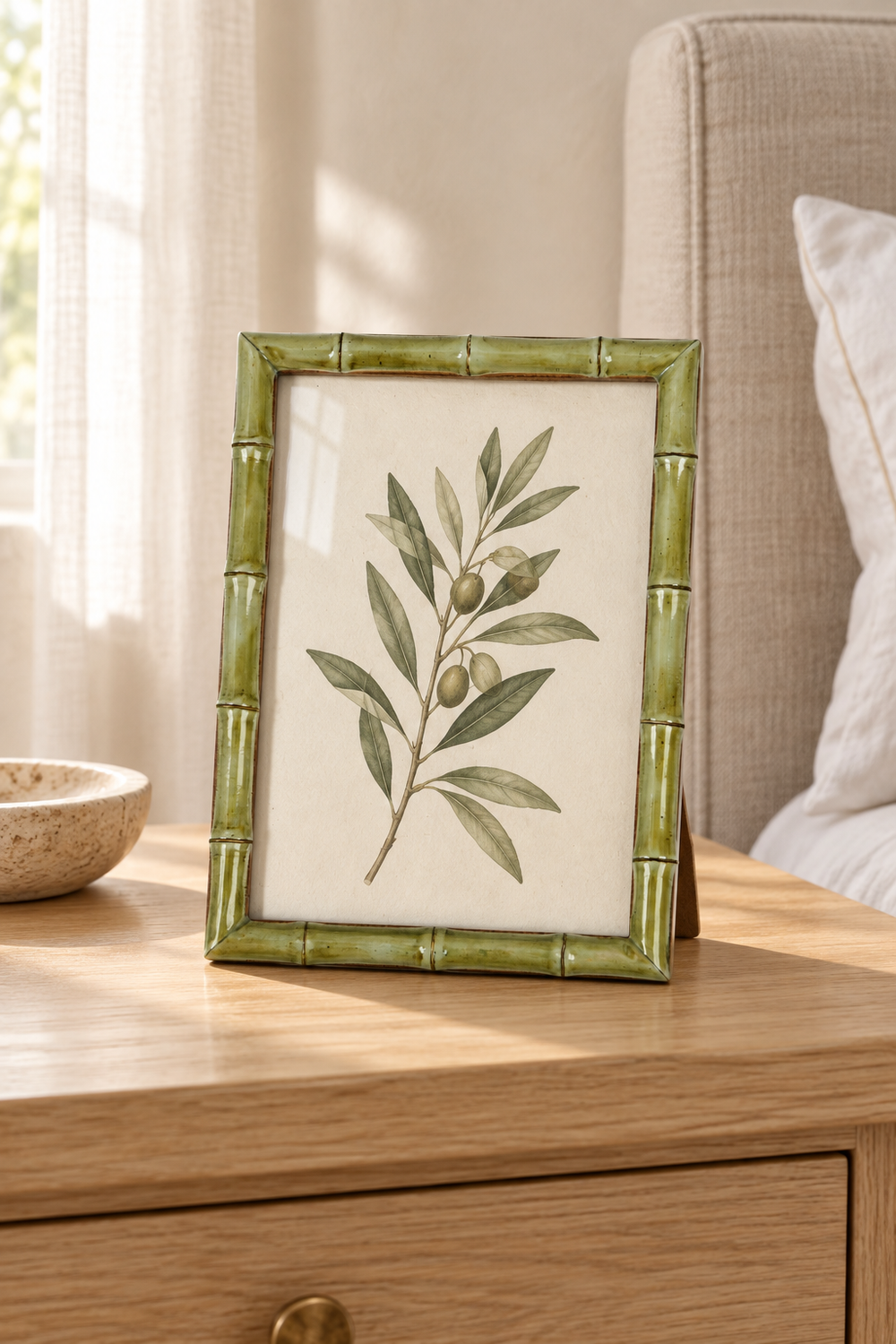 Sage Bamboo-Style Resin Photo Frame 5x7