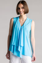 PAULA RYAN Sleeveless Drape Top Superfine Microjersey - Capri Blue - Paula Ryan