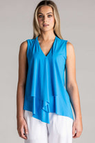 PAULA RYAN Sleeveless Drape Top Superfine Microjersey - Cyan Blue - Paula Ryan