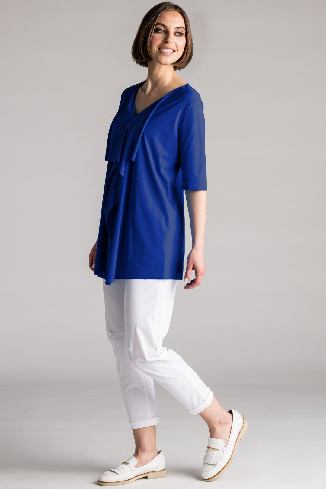 PAULA RYAN Drape Front Top Superfine Microjersey - Indigo - Paula Ryan