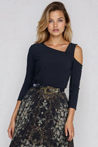 PAULA RYAN Asymmetric Neck Top - Eco Vero Navy - Paula Ryan