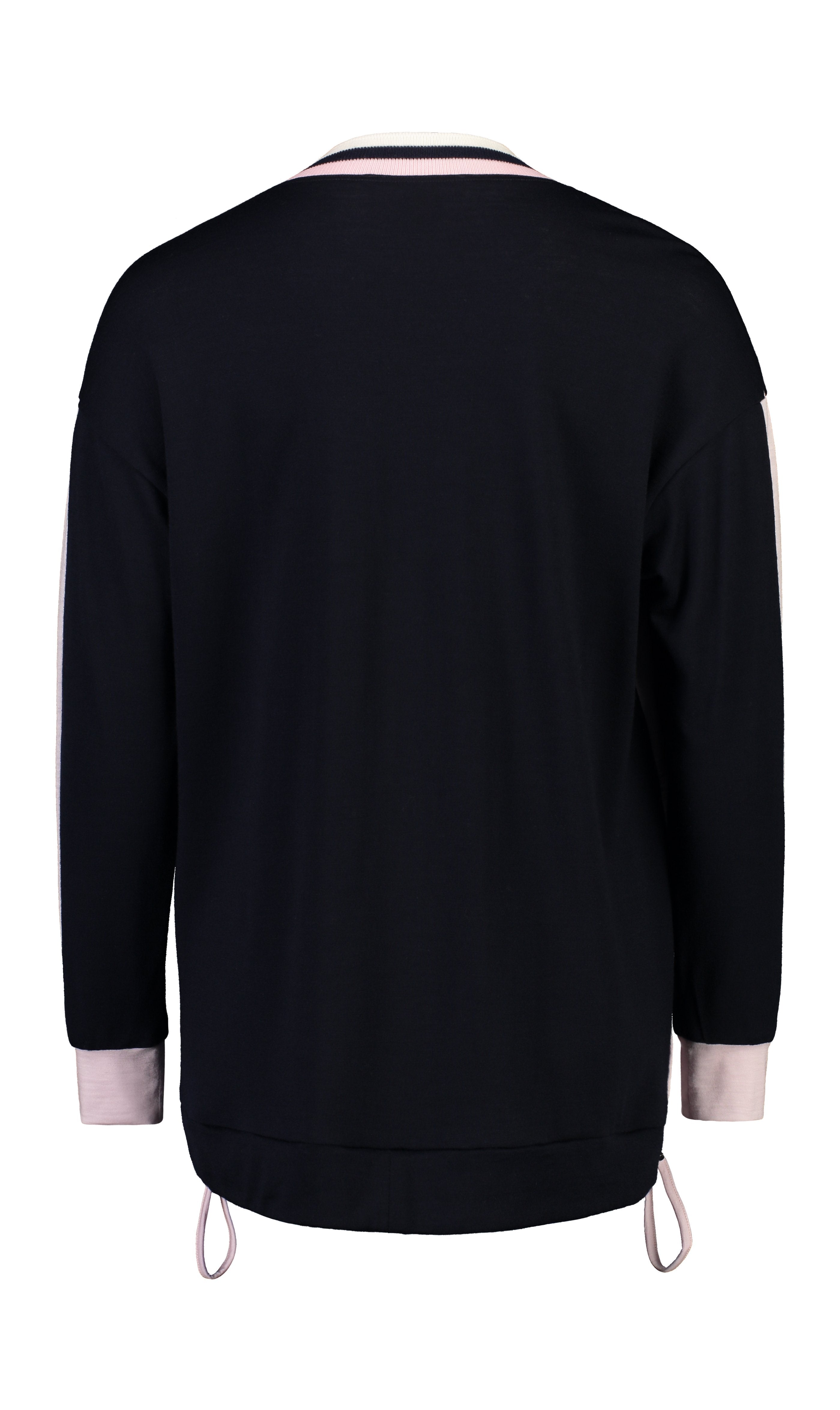 PAULA RYAN RELAXED Contrast Band Top - Ultrafine Merino - Navy/Blossom - Paula Ryan