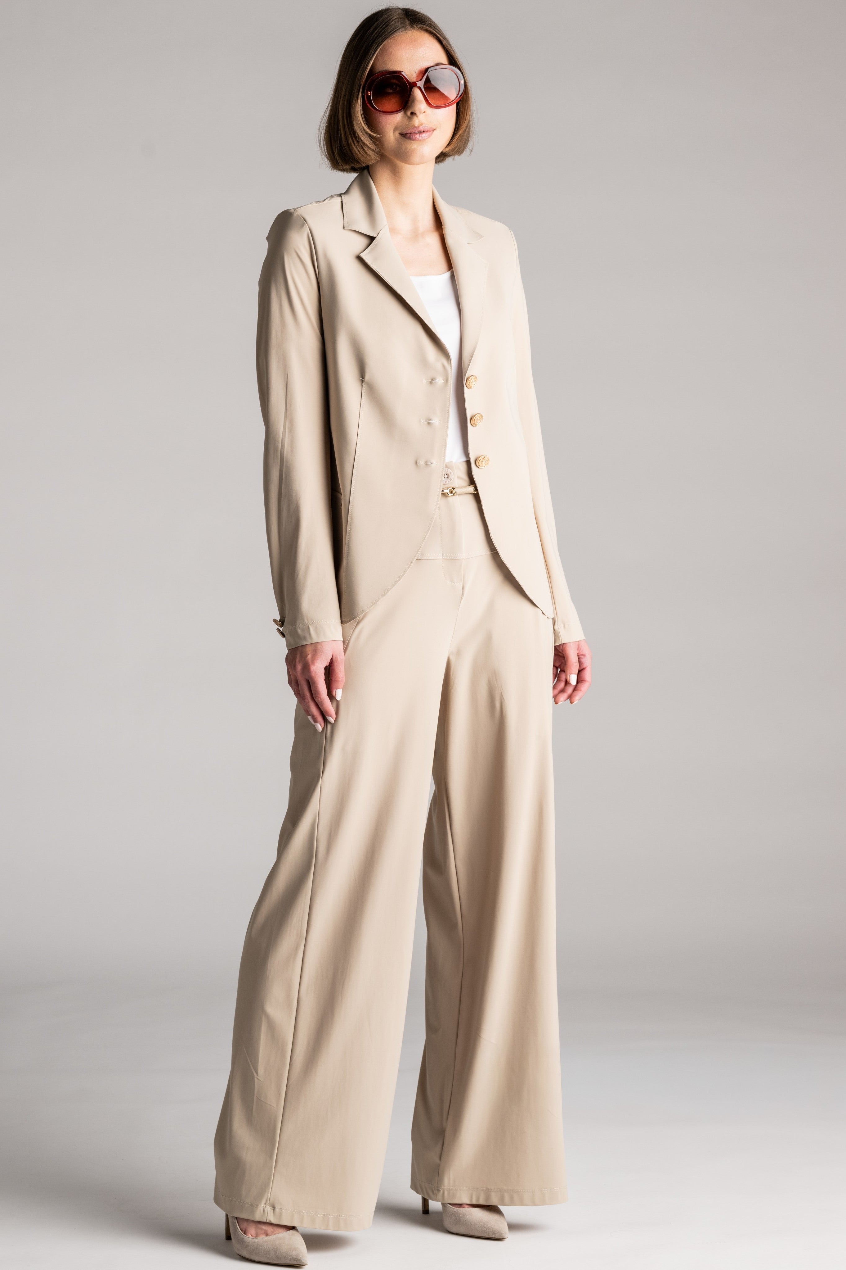 PAULA RYAN Classic Waisted Jacket - Cool Sand - Paula Ryan