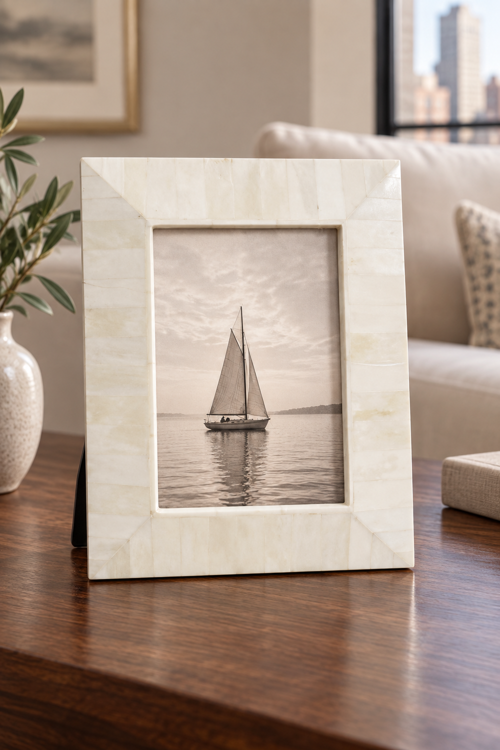 Cream Tapered Bone Inlay Photo Frame - 5 x 7