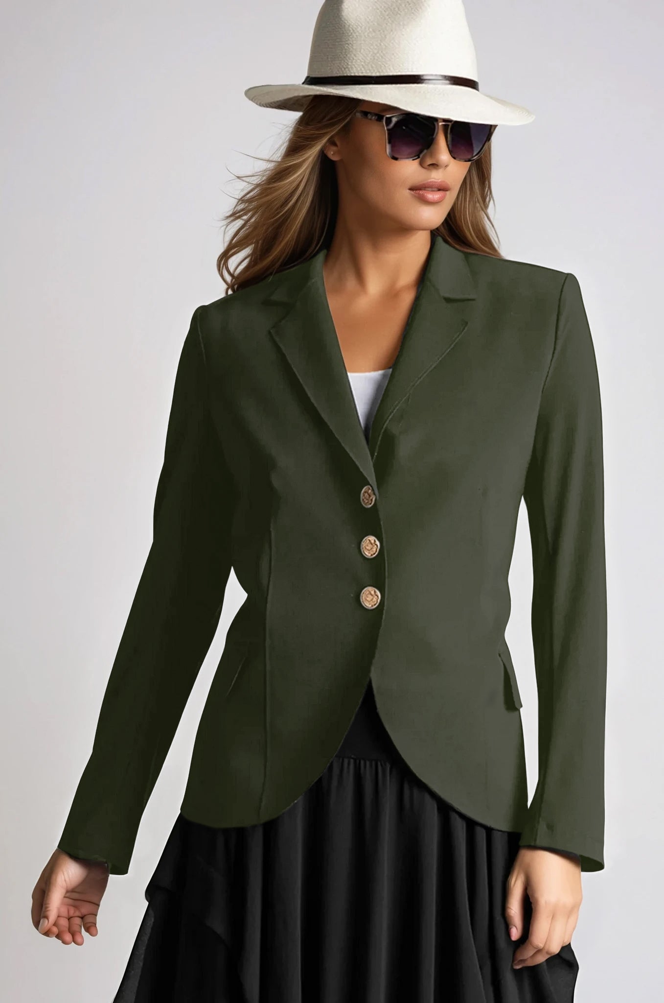 PAULA RYAN Classic Waisted Jacket - Khaki - Paula Ryan