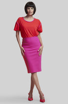 PAULA RYAN ESSENTIALS Regular Stretch Pencil Skirt - Bonded Microjersey - Peony - Magpie Style