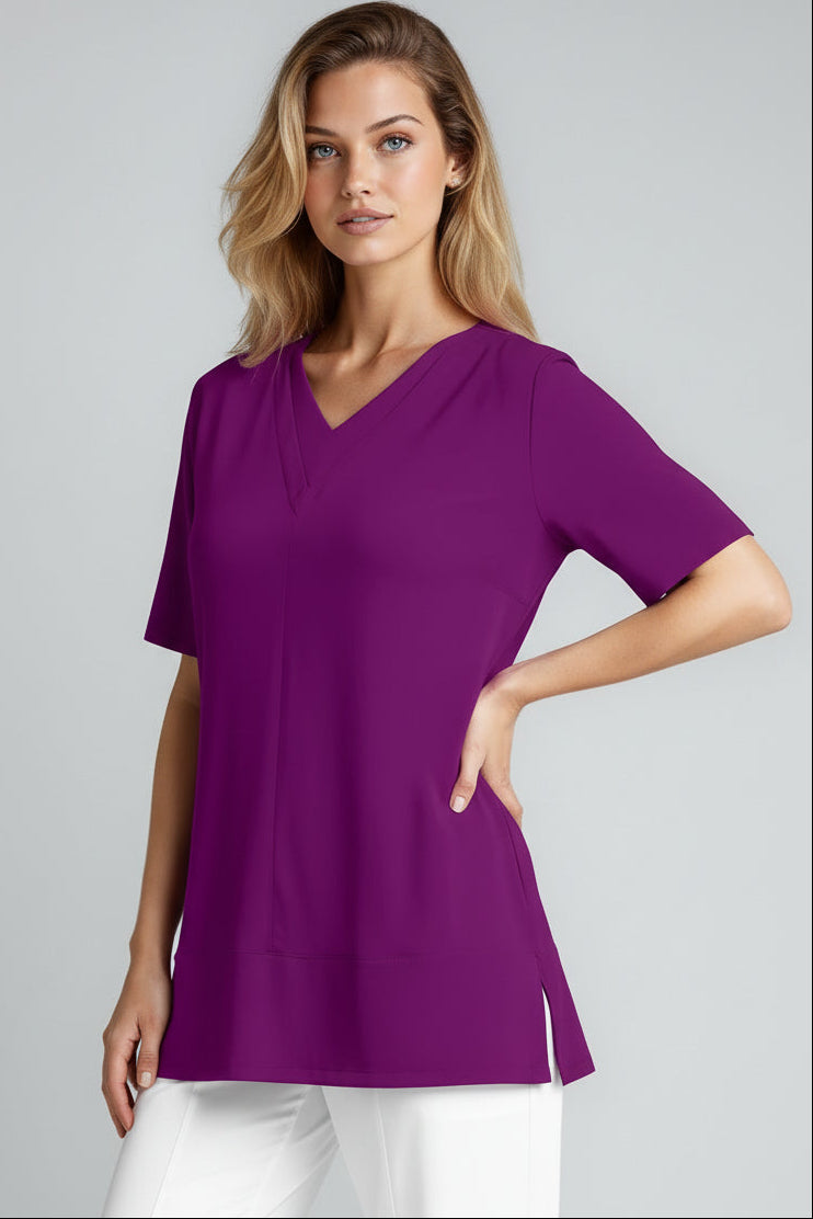 PAULA RYAN Double V Neck Top – Micromodal Currant