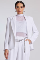 PAULA RYAN Summer Tuxedo Blazer - White