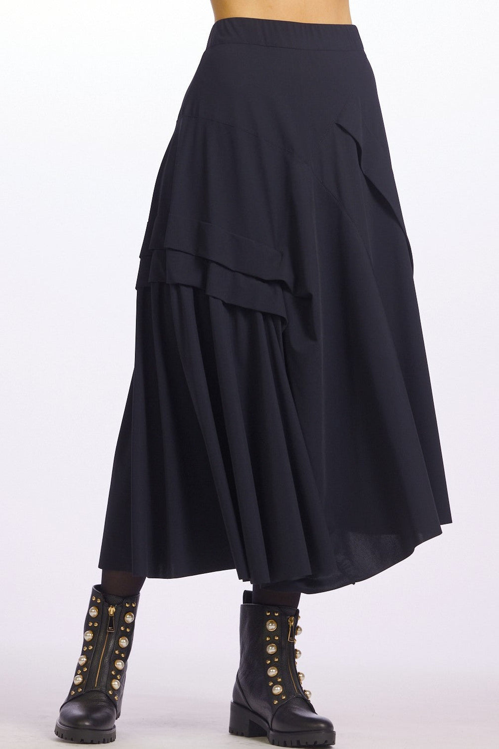 PAULA RYAN A-line Waterfall Skirt - Navy