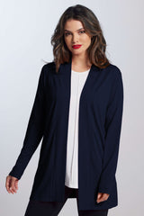 PAULA RYAN Edge to Edge Waisted Cardigan - Navy Merino