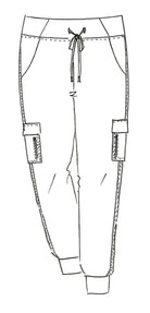 PAULA RYAN (Regular Length) Zip Detailed Pocket Cuffed Pant - Navy - Paula Ryan