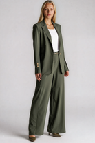 PAULA RYAN Long-line Boyfriend Jacket - Microjersey Khaki - Paula Ryan