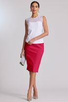 PAULA RYAN Stretch Pencil Skirt Bonded Microjersey - Rose - Paula Ryan