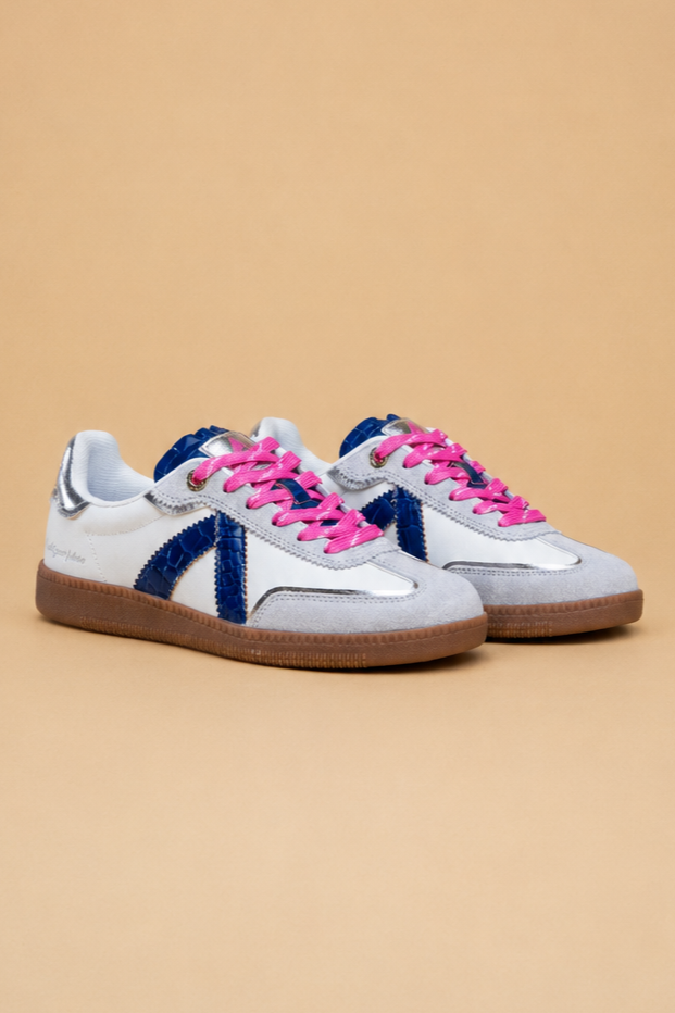 ASFVLT Elite Classic Sneaker - White Navy Croc/Silver - Magpie Style