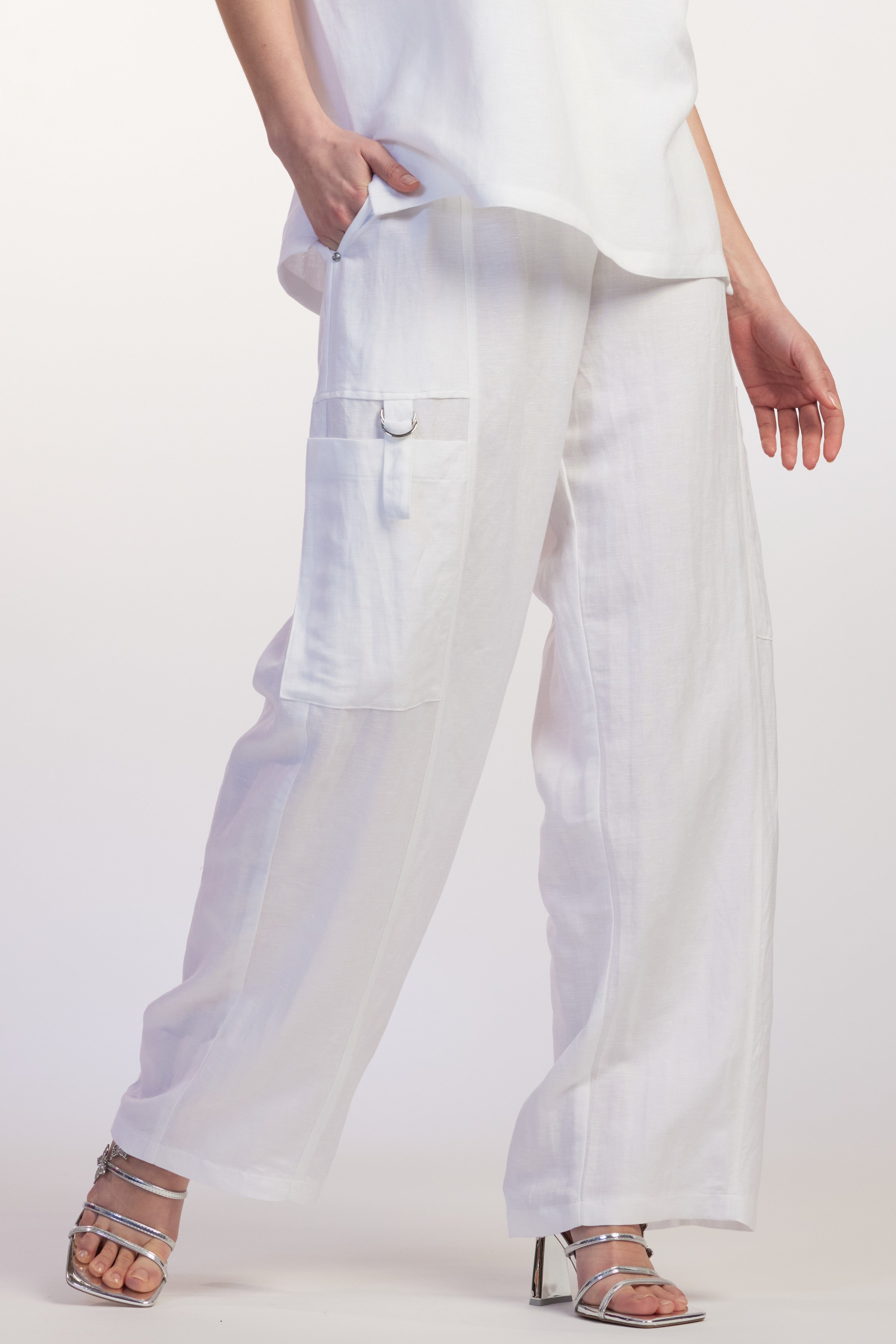 PAULA RYAN RELAXED Linen Soft Leg Pant - White - Paula Ryan