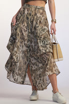 PAULA RYAN RELAXED Button Front Pocket Skirt - Cheetah - Paula Ryan