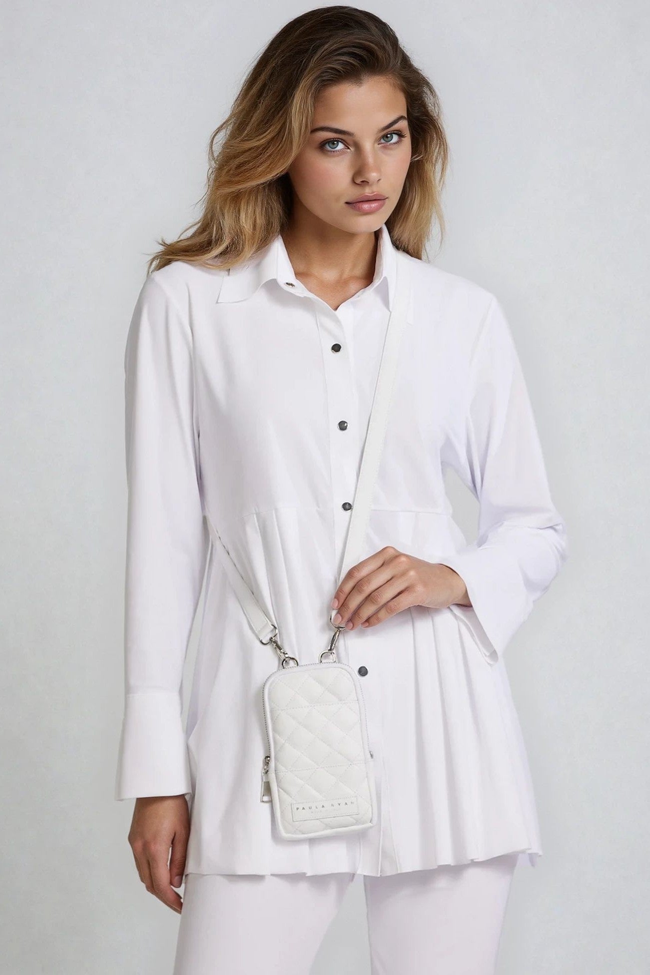 PAULA RYAN Tucked Waist Shirt - Microjersey White - Paula Ryan