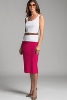 PAULA RYAN Stretch Pencil Skirt Bonded Microjersey - Rose - Paula Ryan
