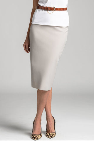PAULA RYAN Regular Stretch Pencil Skirt Bonded Microjersey - Cool Sand