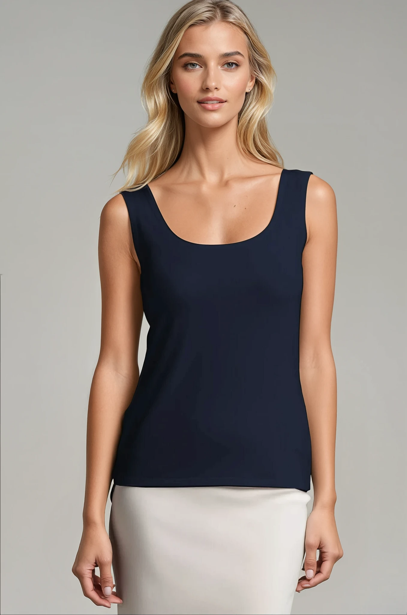 PAULA RYAN ESSENTIALS Slim Fit Singlet - MicroModal Navy - Paula Ryan