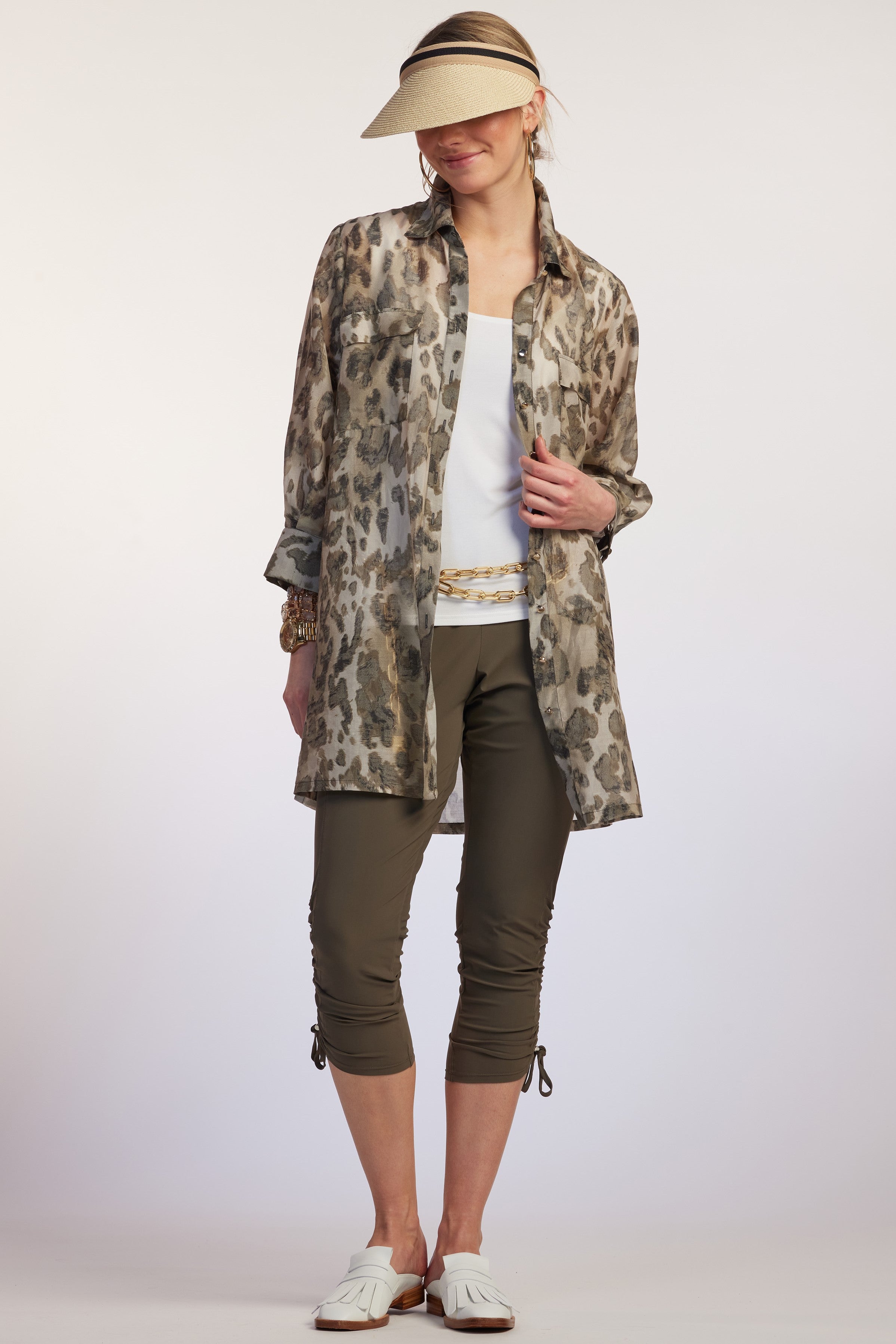 PAULA RYAN RELAXED Cheetah Silk Overshirt - Cheetah - Paula Ryan