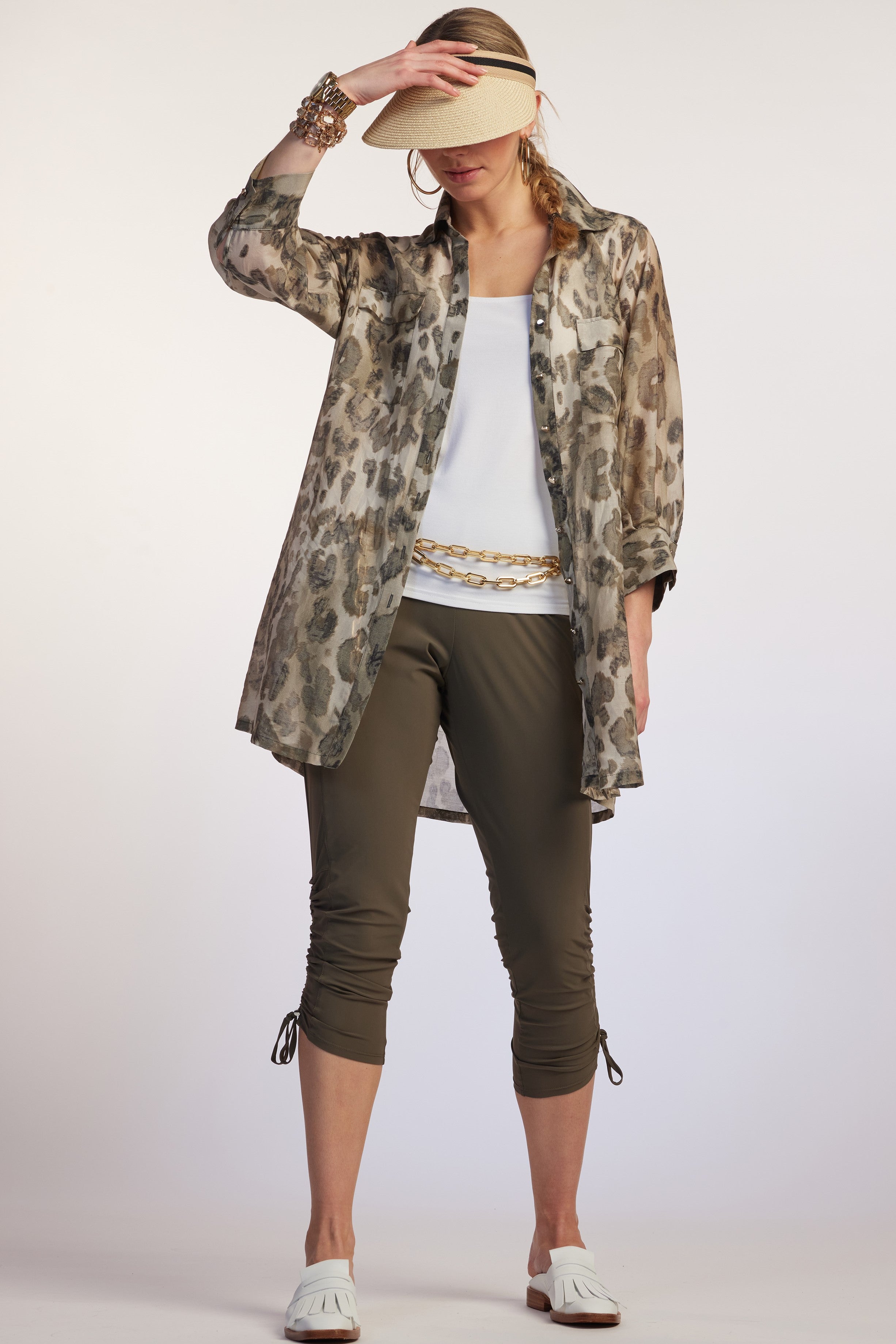 PAULA RYAN RELAXED Cheetah Silk Overshirt - Cheetah - Paula Ryan