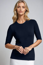 PAULA RYAN Easy Fit Half Sleeve Crew Neck Top Ecovero Navy - Paula Ryan