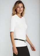 PAULA RYAN Slim Fit Half Sleeve Tee - Ecovero White - Paula Ryan