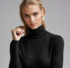 PAULA RYAN Slim Fit Polo Neck Top - Merino - Black - Paula Ryan