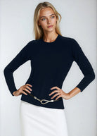 PAULA RYAN Easy Fit Long Sleeve Crew Neck Top - Ecovero Navy - Paula Ryan