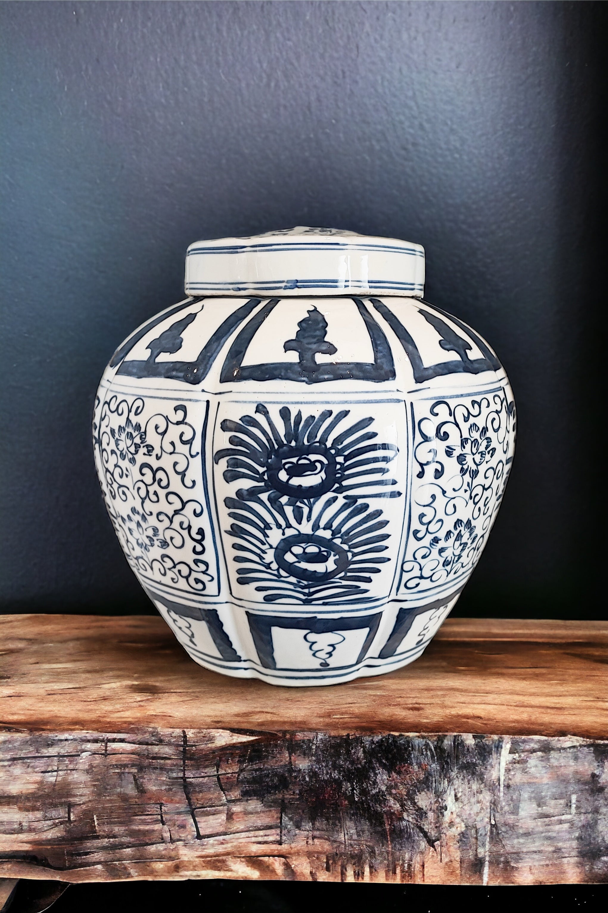 MAGPIE HOME Round Chinoisery Handpainted Ceramic Jar - Magpie Style