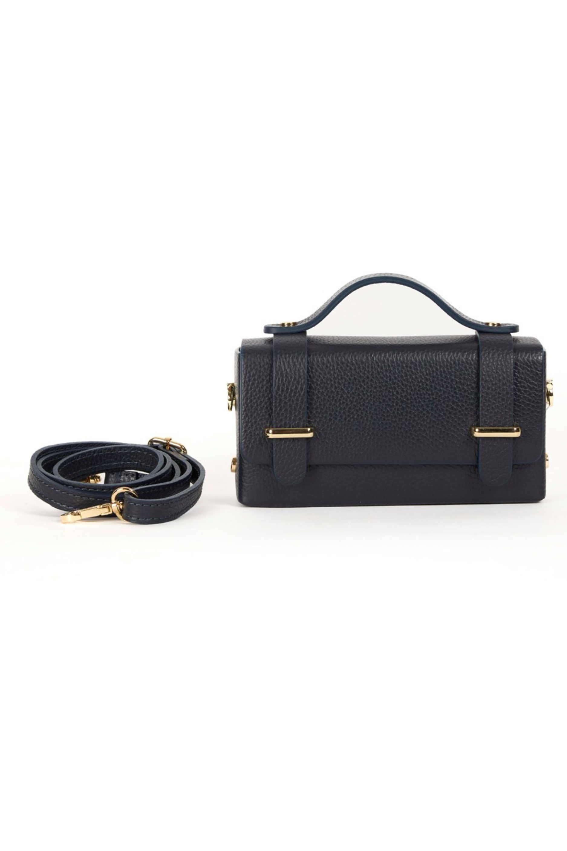 Margot Leather Clutch - Navy - Magpie Style