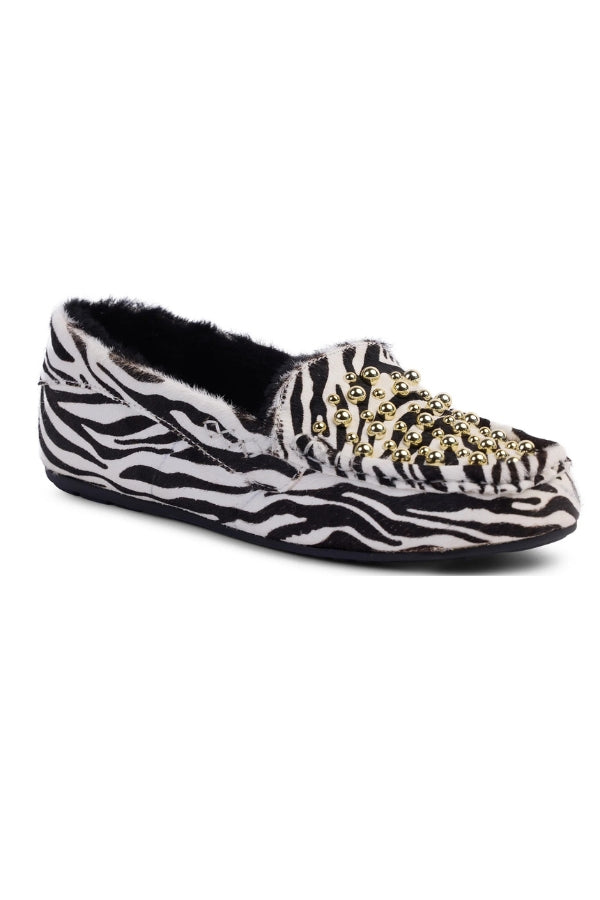 KATHRYN WILSON Park Ave Slipper - Zebra Calf Hair - Magpie Style