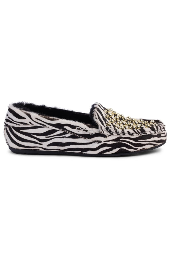 KATHRYN WILSON Park Ave Slipper - Zebra Calf Hair - Magpie Style