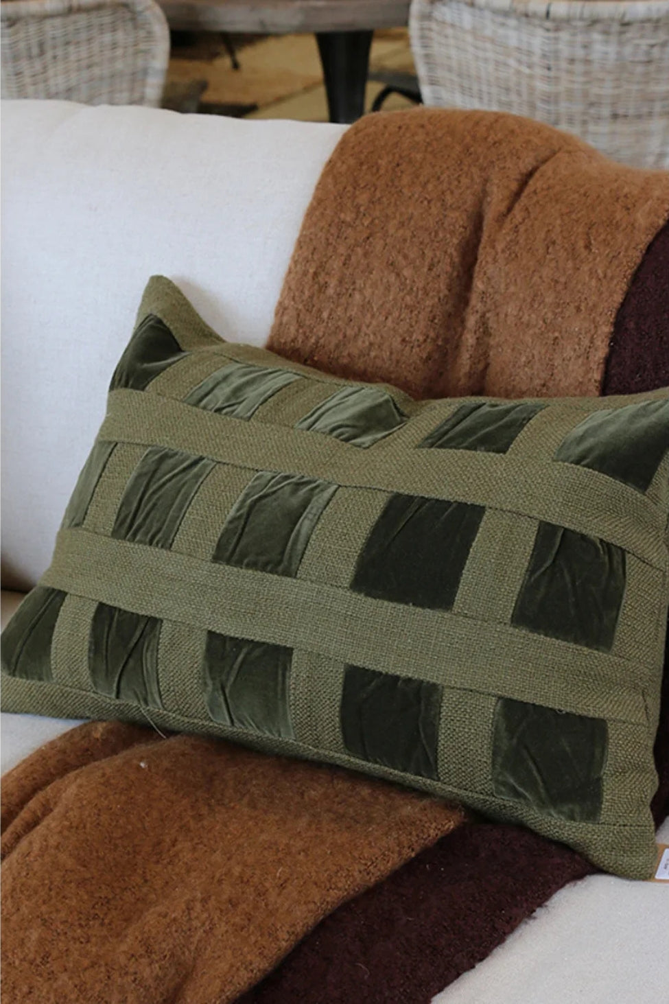 Checkered Emerald Cushion - Magpie Style