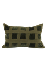 Emerald Velvet Checker Lumbar Cushion