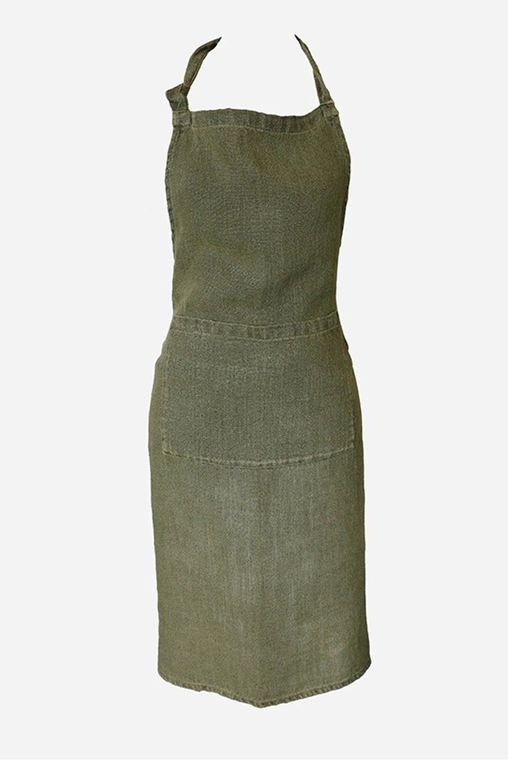Olive Green French Linen Apron