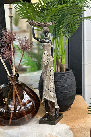 African Lady Figure (Bowl on Head) - Natural