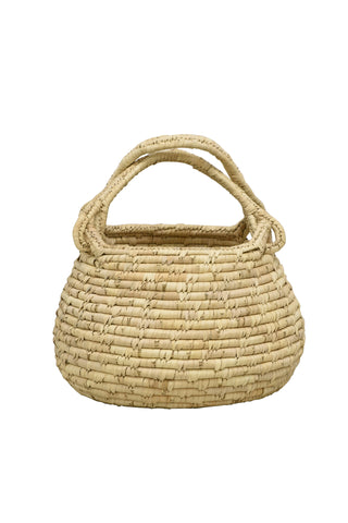 Round Palm Leaf Summer Basket with Handle