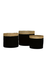 Thick Rimmed Planter Baskets - Black/Natural