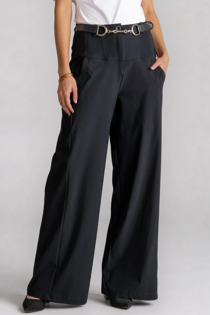 PAULA RYAN Wide Leg Pant Tall - Microjersey Black