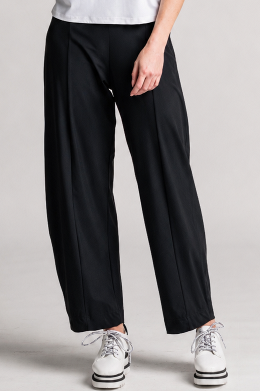 PAULA RYAN Side Zip Barrel Pant - Black Microjersey
