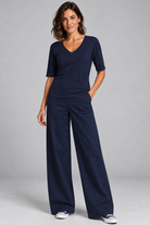 PAULA RYAN Drill Sailor Pant- Navy - Magpie Style