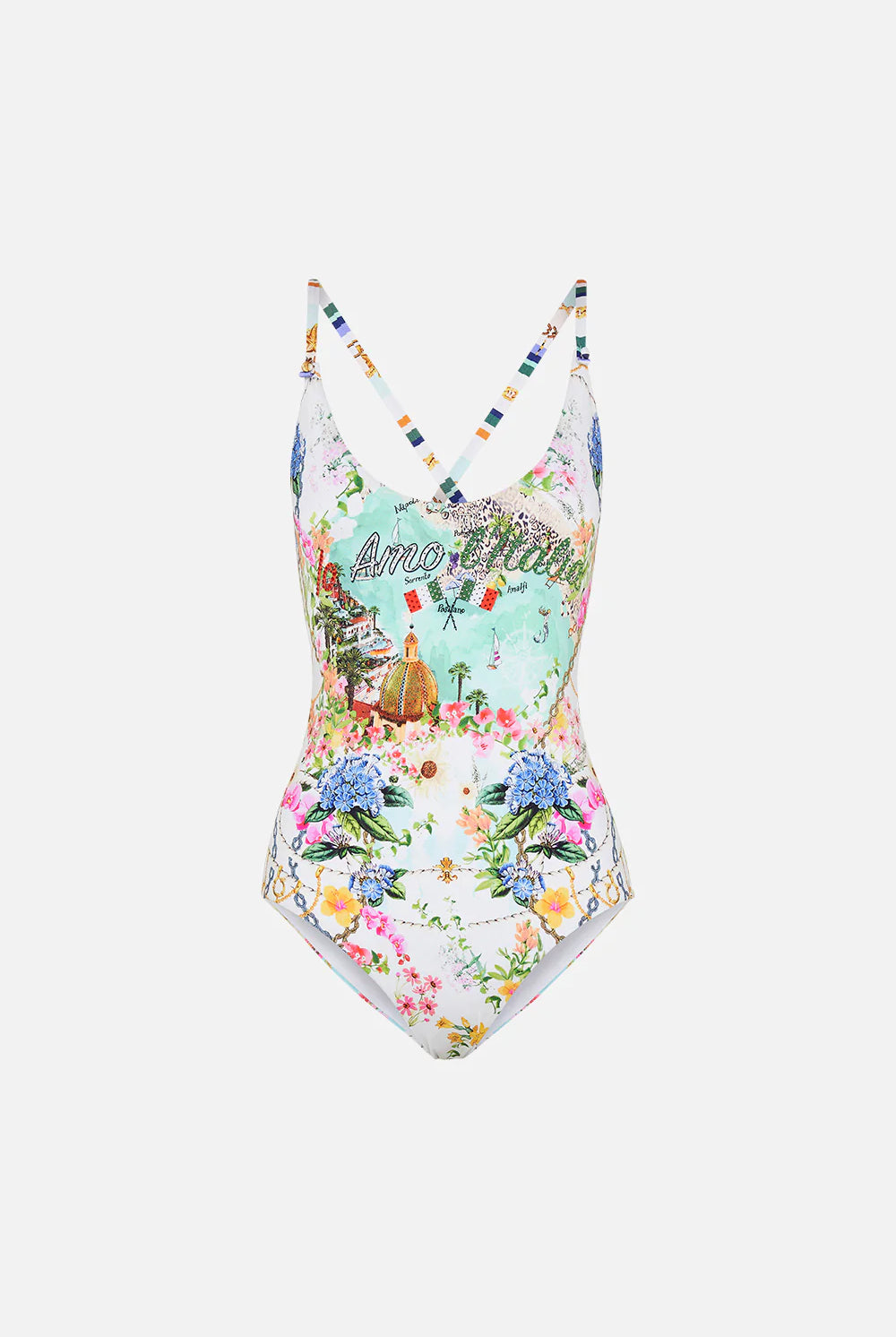 CAMILLA - Scoop Neck One Piece With Buttons Amalfi Lullaby - Magpie Style
