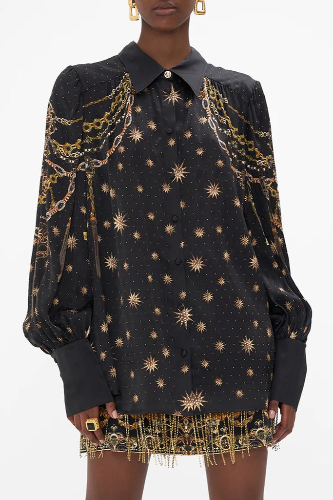CAMILLA - Button Through Blouson Sleeve Blouse Soul Of A Star Gazer - Magpie Style