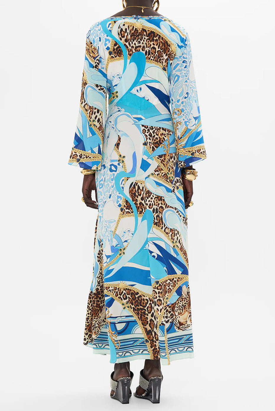 CAMILLA - Hardware Bias Dress Sky Cheetah - Magpie Style